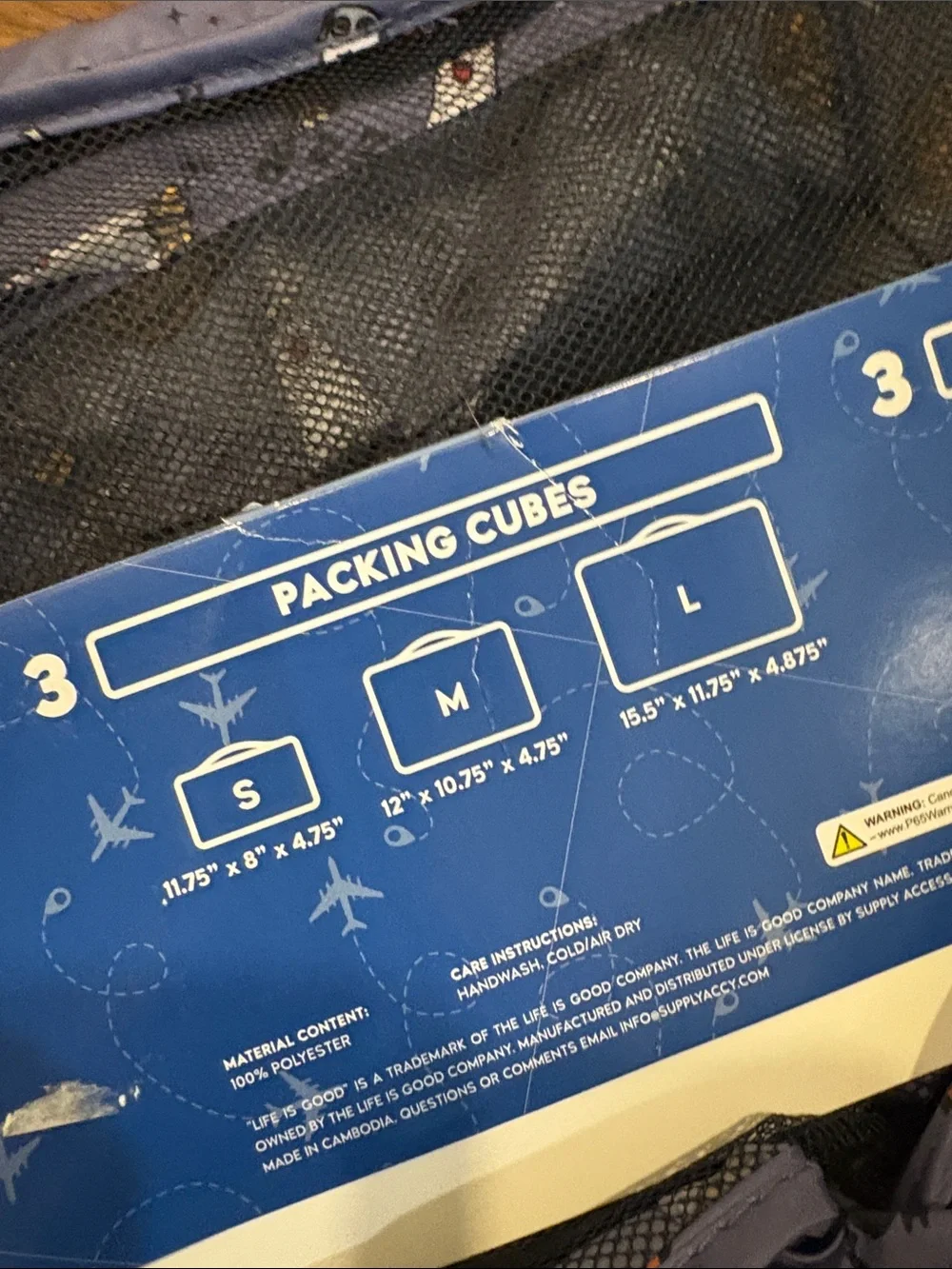 Life Is Good Blue 6-Piece Travel Packing Cube Set with Printed Accents